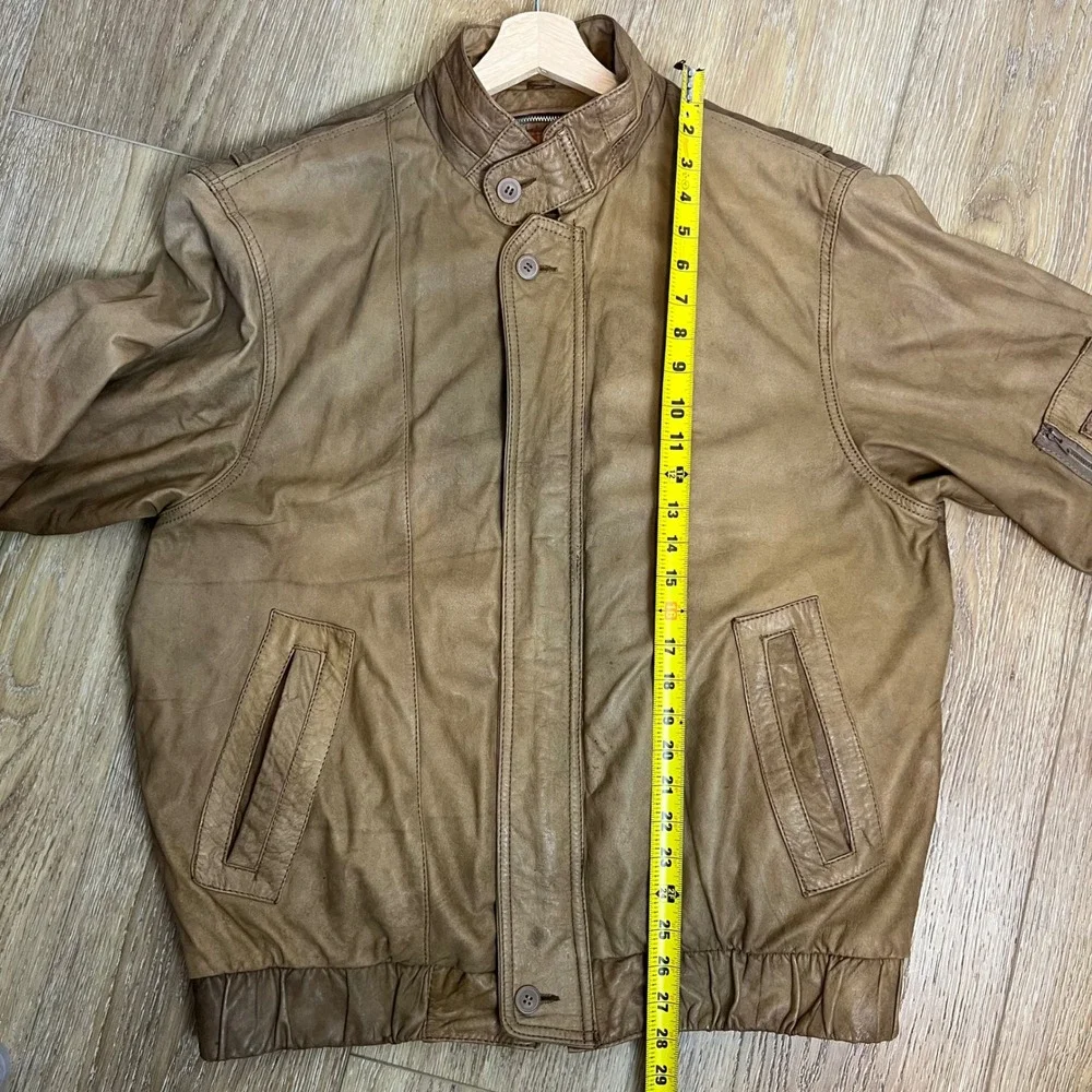 Vintage Brown Leather Bomber Jacket - London Fog Mens size‎ XL